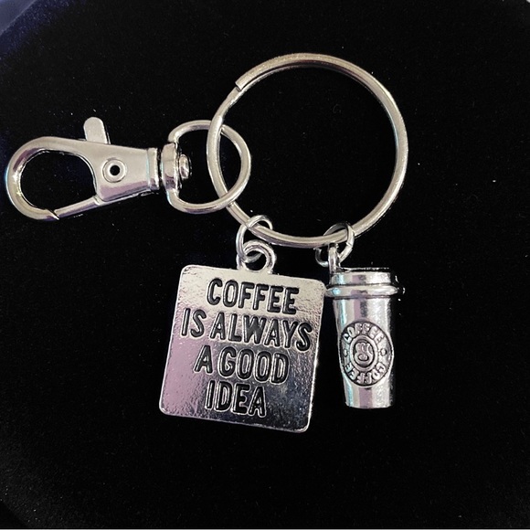 Coffee Is Always A Good Idea Keychain Purse Charm - Picture 3 of 10